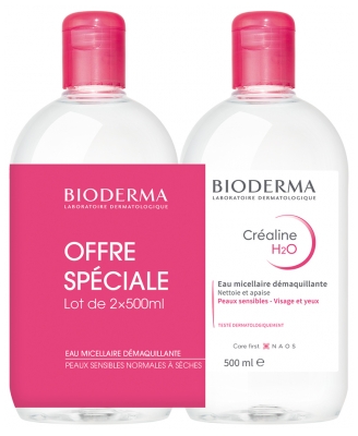 Bioderma Créaline H2O Mizellenwasser zum Abschminken Pack von 2 x 500 ml