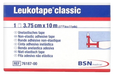 Essity Leukotape Classic Bande Adhésive Non-Elastique 3.75 cm x 10 m - Couleur : Rouge