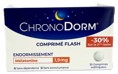 Laboratoires IPRAD ChronoDorm Mélatonine 1,9 mg Lot de 2 x 30 Comprimés Sublinguaux