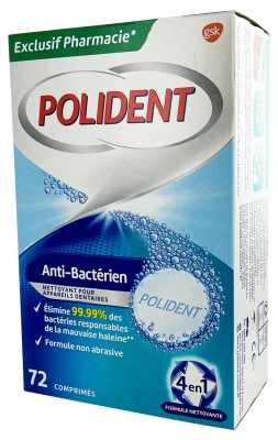 Polident Corega Anti-Bactérien Nettoyant 72 Comprimés