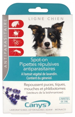Pipete Repelente Antiparazitare Canys Spot-On Câine 3 Pipete