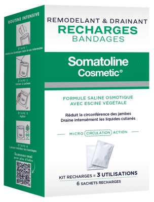 Somatoline Cosmetic Remodelant & Drainant Recharges Bandages 6 Sachets Recharges