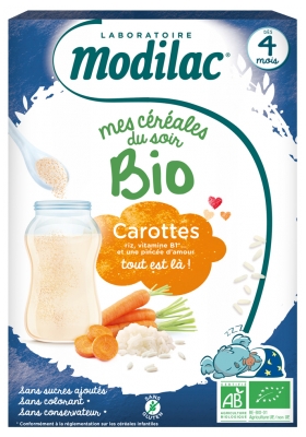 Modilac My Organic Evening Cereals From 4 Months Carrots 250 g