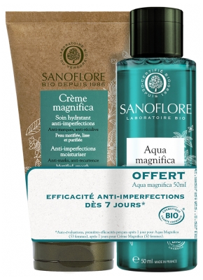 Sanoflore Crème Magnifica Soin Hydratant Anti-Imperfections Bio Éco-Tube 50 ml + Aqua Magnifica Eau de Soin Botanique Bio 50 ml Offerte