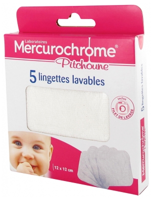 Mercurochrome Pitchoune Lingettes Lavables 12 x 12 cm 5 Lingettes