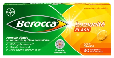 Berocca Immunité Flash Goût Orange 30 Comprimés Effervescents