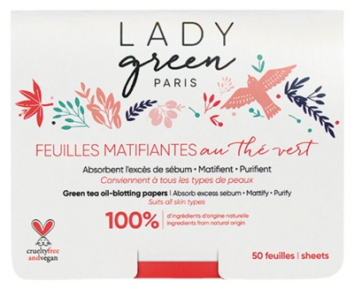Lady Green Feuilles Matifiantes au Thé Vert 50 Feuilles
