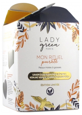 Lady Green Organic Purifying Care Soap 100g + Bamboo Charcoal Konjac Sponge