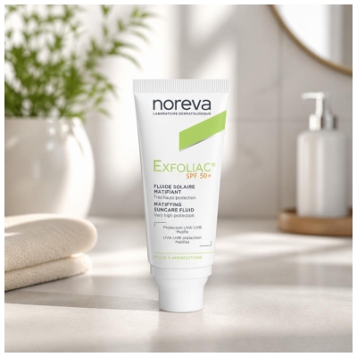 Noreva Exfoliac Fluid Solar Matifiant SPF50+ 40 ml
