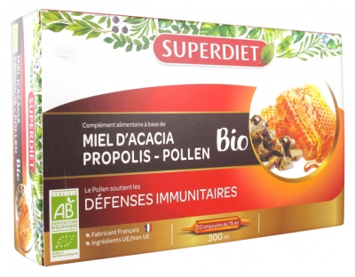 Superdiet Organic Acacia Honey Propolis Pollen 20 Phials