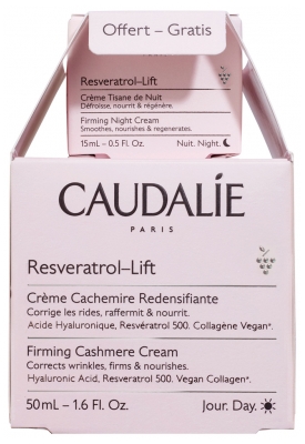 Caudalie Resveratrol [Lift] Crema Redensificante de Cachemira 50 ml + Crema de Noche de Té de Hierbas 15 ml Gratis