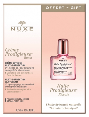 Nuxe Crème Prodigieuse Boost Crème Soyeuse Multi-Correction 40 ml + Huile Prodigieuse Florale Visage-Corps-Cheveux 10 ml Offert