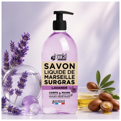 Săpun Lichid de Marsilia Supra-gras cu Lavandă MKL Green Nature 1 L