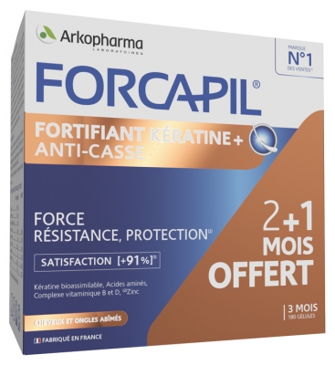 Arkopharma Forcapil Fortificante de Queratina+ Programa de 3 Meses 120 + 60 Cápsulas