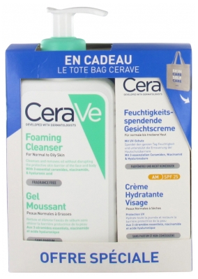CeraVe Gel Espumoso 236 ml + Crema Facial Hidratante SPF25 52 ml + Bolsa de Regalo