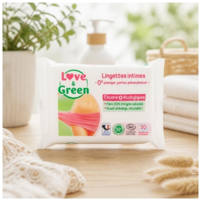 Love & Green Lingettes Intimes 20 Lingettes