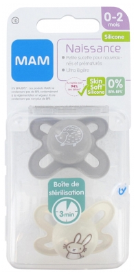 MAM Birth Silicon Soothers 0-2 Months 2 Soothers