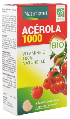 Naturland Organic Acerola 1000 30 Tablets to Crunch