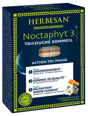 Herbesan Noctaphyt 3 Tricouche Sommeil 15 Comprimés