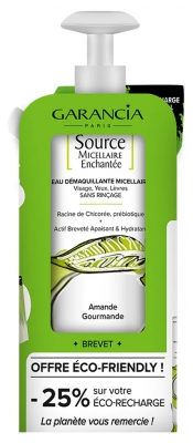 Garancia Source Micellaire Enchantée Eau Démaquillante Micellaire Amande Gourmande 400 ml + Éco-Recharge 400 ml
