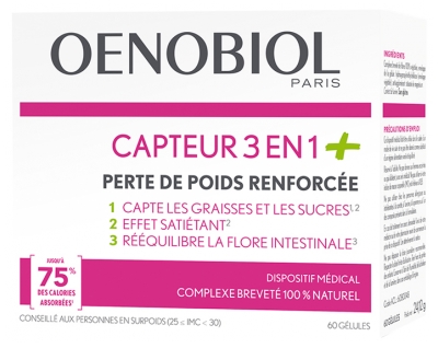 Oenobiol Capteur 3en1+ Perte de Poids Renforcée 60 Gélules