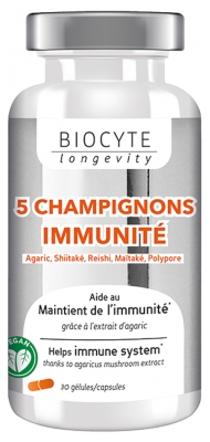 Biocyte Longevity 5 Champignons Immunité 30 Gélules