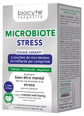 Biocyte Longevity Microbiote Stress 30 Comprimés Bicouche