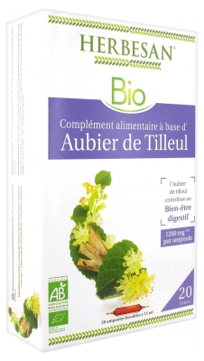 Herbesan Aubier de Tilleul Bien-Être Digestif Bio 20 Ampoules