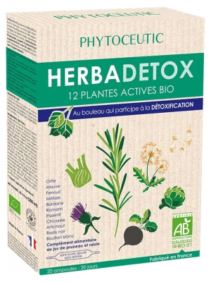 Phytoceutic Herbadetox 12 Plantes Actives Bio 20 Ampoules