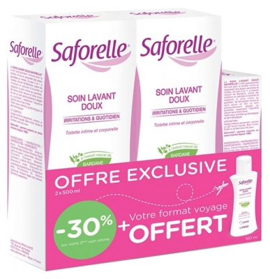 Saforelle Gentle Cleansing Care 2 x 500ml + 1 Gentle Cleansing Care 100ml Offered