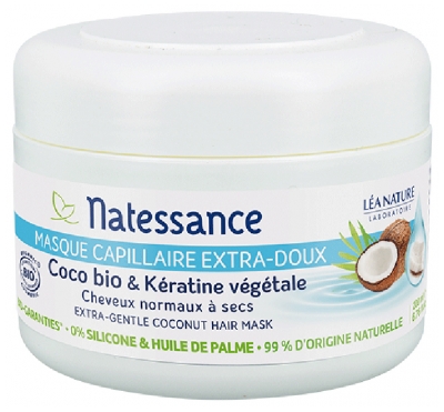 Natessance Mascarilla Capilar Extra Suave Coco-Bio y Queratina Vegetal 200 ml