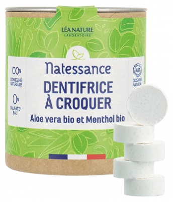 Natessance Dentifrice à Croquer Aloe Vera Bio et Menthol Bio 80 Comprimés