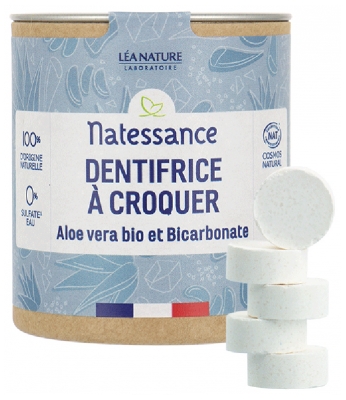 Natessance Dentifrice à Croquer Aloe Vera Bio et Bicarbonate 80 Comprimés
