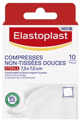 Elastoplast Compresses Non-Tissées Douces 7,5 cm x 7,5 cm 10 Compresses