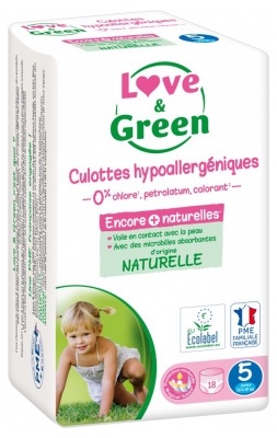 Love & Green Culottes Hypoallergéniques 18 Culottes Taille 5 (12-18 kg)