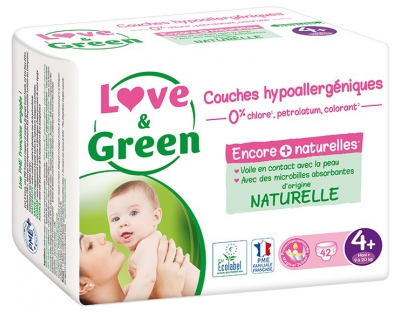 Scutece hipoalergenice Love & Green 42 Scutece Mărimea 4+ (9-20 kg)
