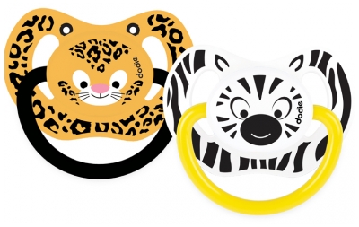 Dodie 2 Physiological Silicon Soothers 6 Months and + N°P67 - Model: Zebra/Tiger