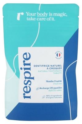 Respire Natural Toothpaste Tablets Fresh Mint Refill of 120 Tablets 
