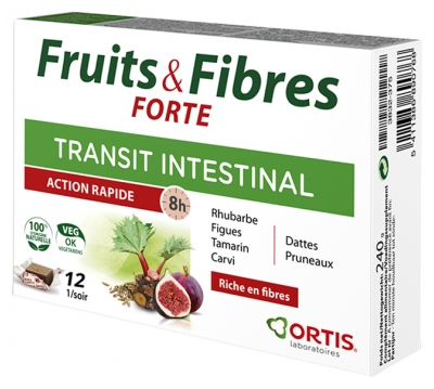 Ortis Fruits & Fibres Forte Transit Intestinal 12 Cubes à Mâcher