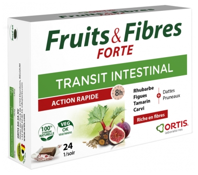 Ortis Fruits & Fibres Forte Transit Intestinal 24 Cubes à Mâcher