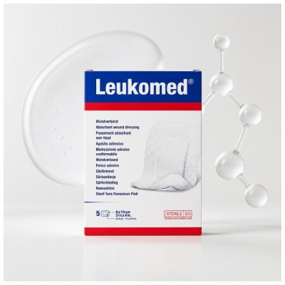Essity Leukomed 5 neaustiniai absorbuojantys tvarstiai 8 x 10 cm