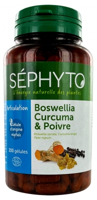 Séphyto Articulation Boswellia Turmeric Pepper Organic 200 Capsules