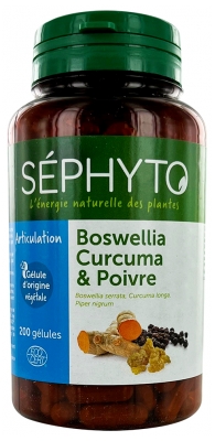 Séphyto Kloub Boswellia Kurkuma Pepř Bio 200 Kapslí
