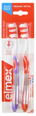 Elmex Anti-Caries InterX Toothbrush Medium Duo Pack - Kolor: Fioletowy - Pomarańczowy