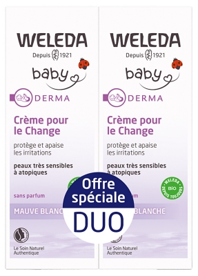 Weleda Bébé Derma Crème Pour Le Change à La Mauve Blanche Lot de 2 x 50 ml