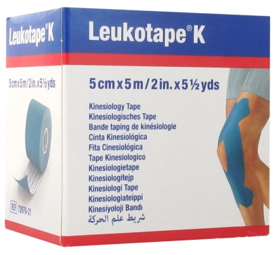 Essity Leukotape K Bande Taping de Kinésiologie 5 cm x 5 m - Couleur : Bleu 1