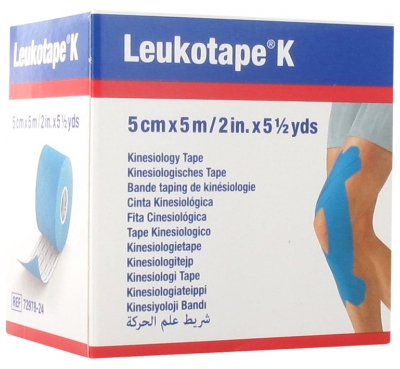 Essity Leukotape K Bande Taping de Kinésiologie 5 cm x 5 m - Couleur : Bleu 2