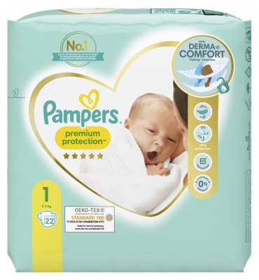 Pampers Premium Protection 22 Nappies Size 1 (2-5kg)