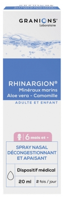 Granions Rhinargion Spray Nasal Décongestionnant et Apaisant 20 ml