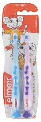 Elmex 2 Toothbrushes Beginner Soft 0-3 Years Old - Colour: Blue and Purple